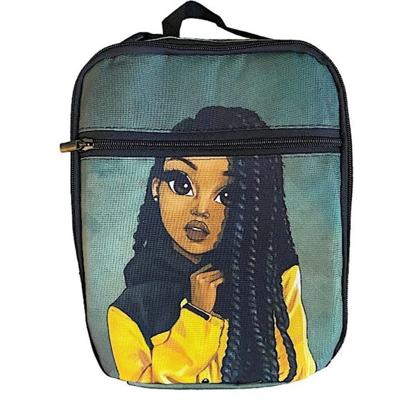 Lunch Bag Cooler Insulted Meal Tote African American Girl New Picnic School Work - Picture 2 of 5